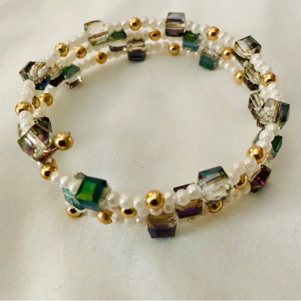 Handmade Faux Pearl and Gem Bracelet